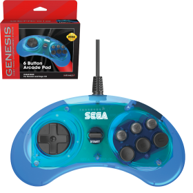 SEGA Genesis® 6-button Arcade Pad - Clear Blue