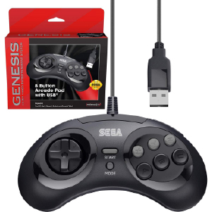 SEGA Genesis 8-button Arcade Pad- USB Port - Black