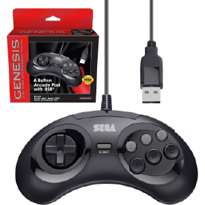 SEGA Genesis 6-button Arcade Pad - USB Port - Black