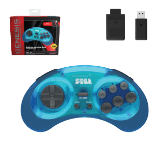 SEGA Genesis® 8-Button Arcade Pad - 2.4 GHz Wireless - Clear Blue