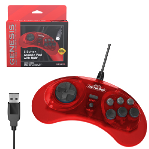 SEGA Genesis 8-Button USB Arcade Pad - Crimson Red