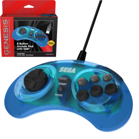 SEGA Genesis® 8-button Arcade Pad with USB® - Clear Blue