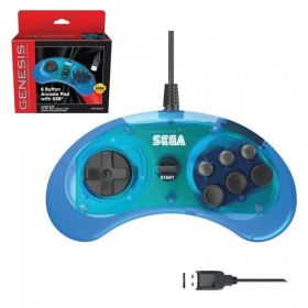 SEGA Genesis® 6-button Arcade Pad with USB® - Clear Blue