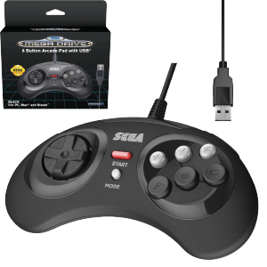 SEGA Megadrive 8-button Arcade Pad- USB Port - Black (EU)