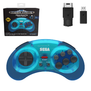 SEGA® Mega Drive 8-Button Arcade Pad - 2.4 GHz Wireless - Clear Blue