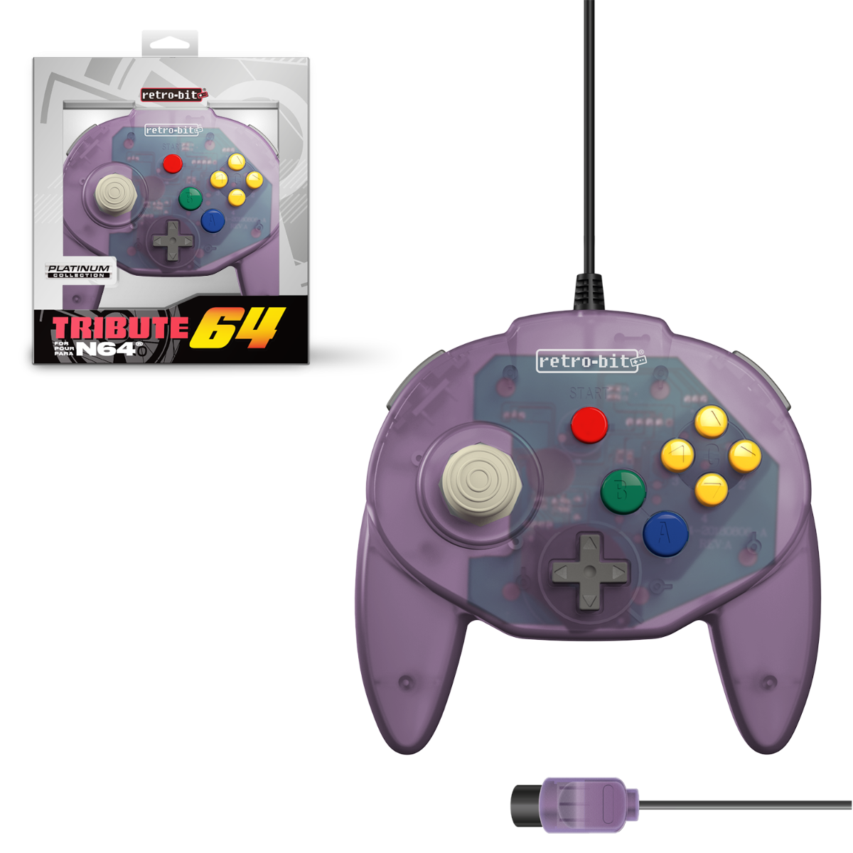 N64 - Controller - Wired - Tribute64 Controller - N64® Port - Atomic Purple