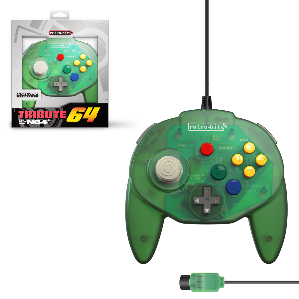 N64 - Controller - Wired - Tribute64 Controller - N64® Port - Forest Green